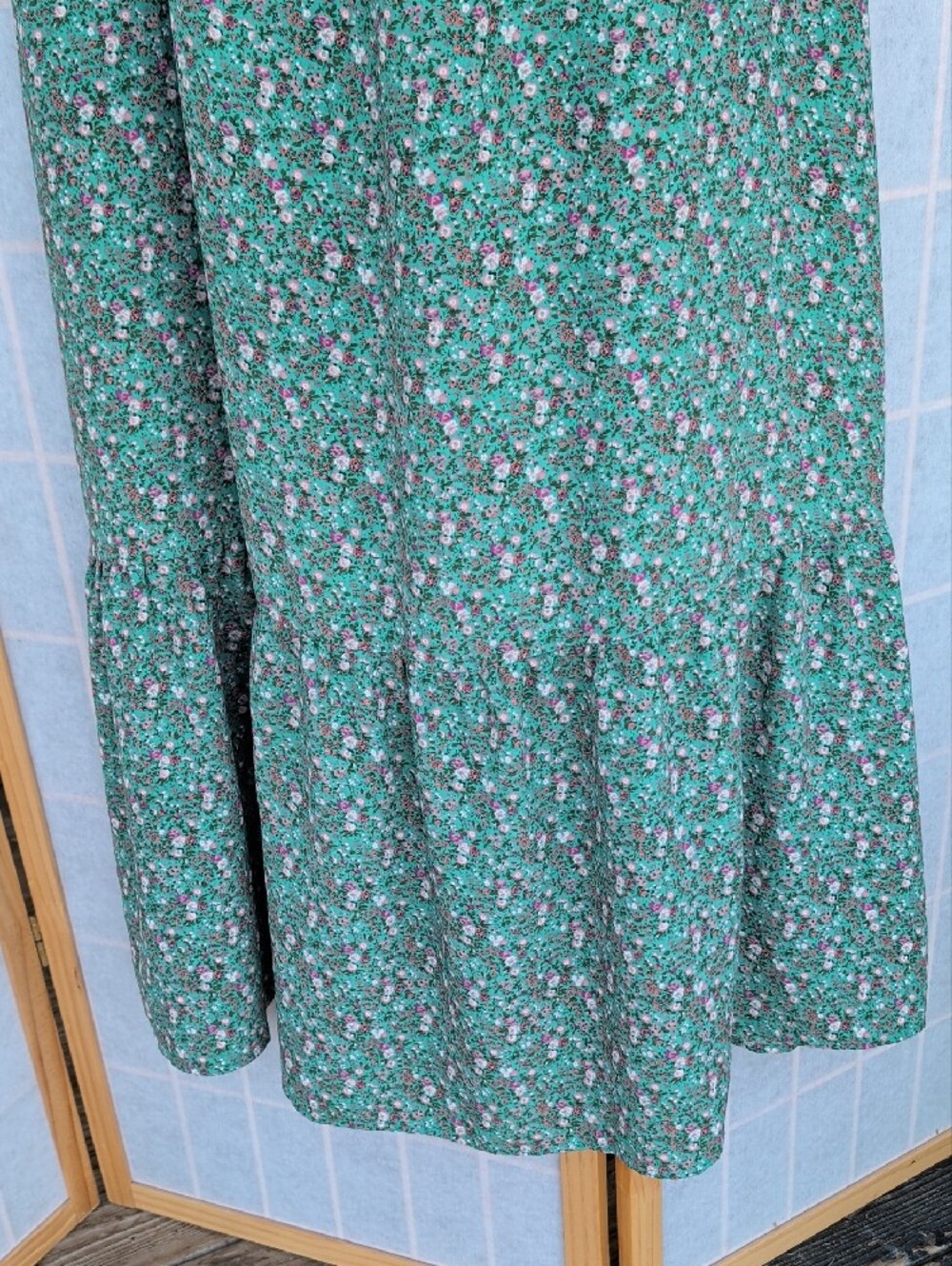 Kaileigh Green Floral Smocked Maxi Dress with Flutter Sleeves - Picture 3 of 5